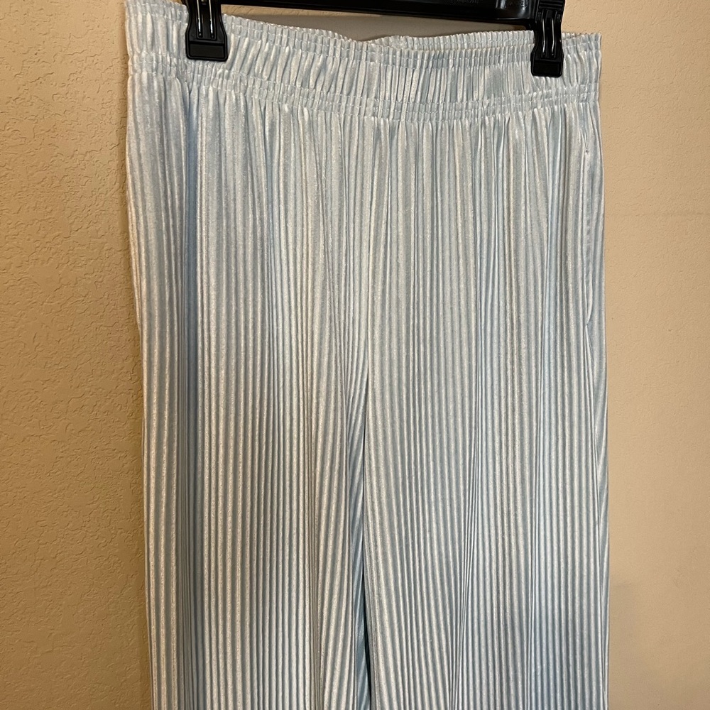Colsie Light Blue Velour Ribbed Pants - Picture 2 of 6